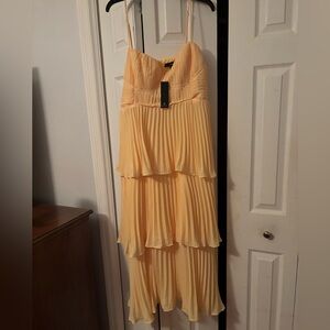 Brand new with tags Formal Pleated Layered Dress butter yellow